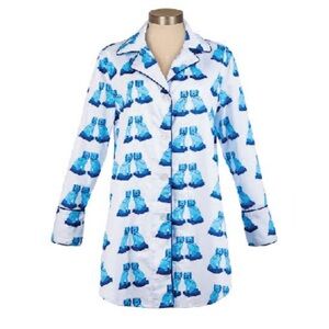 Like new Toss Designs blue dog pajama nightshirt. Piping and french cuffs.